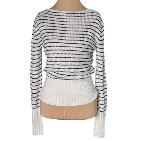 Theory Striped Boatneck Pullover Viscose Sweater - Picture 2 of 10